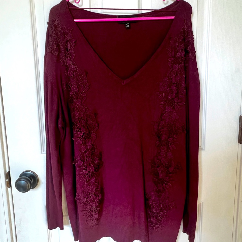 Embroidered vneck sweater